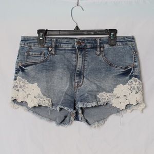 Jean Shorts With Lace Detail